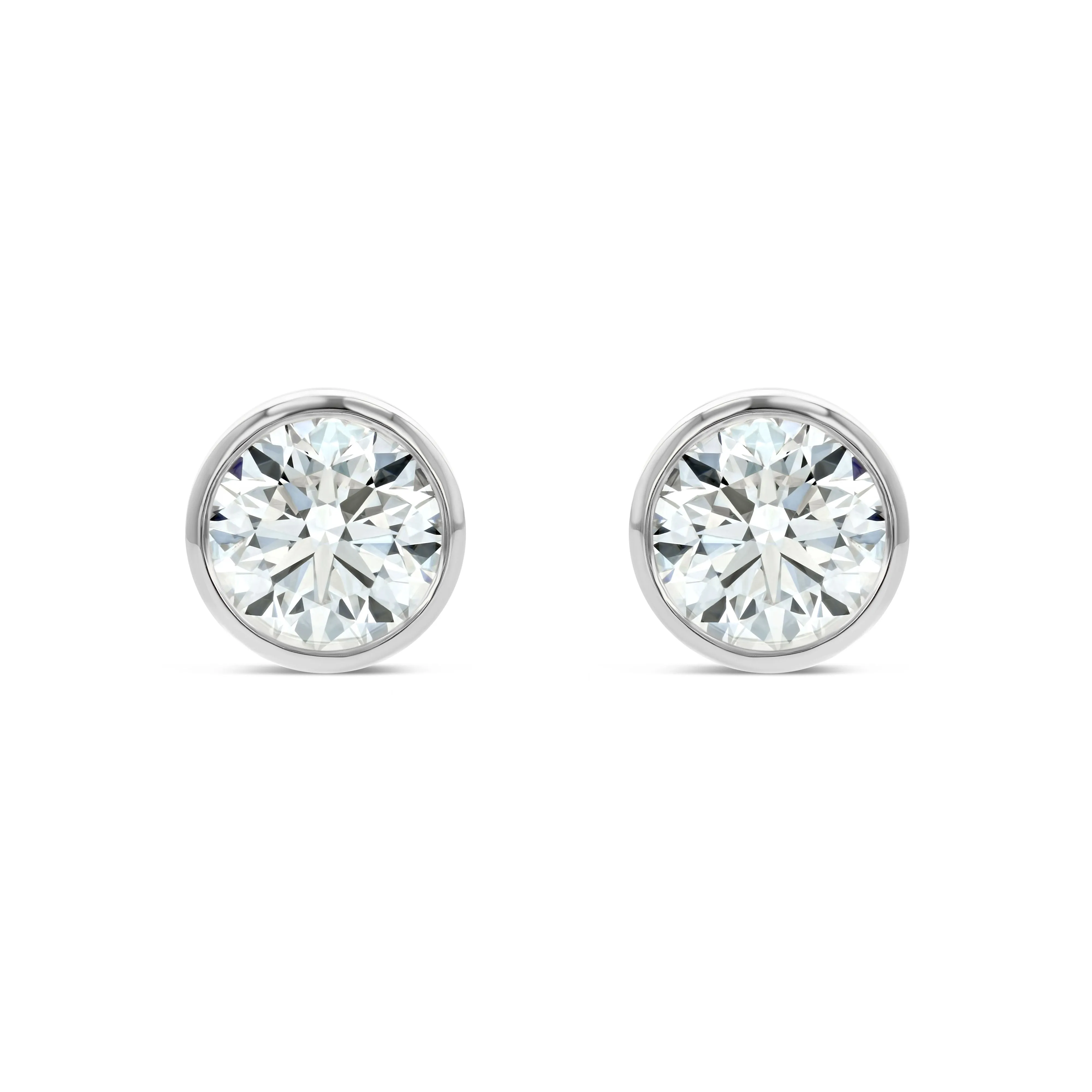 Platinum Bezel Set Round Brilliant Diamond Stud Earrings (0.75 Ct. T.w., Vs1-vs2 Clarity, F-g Color)