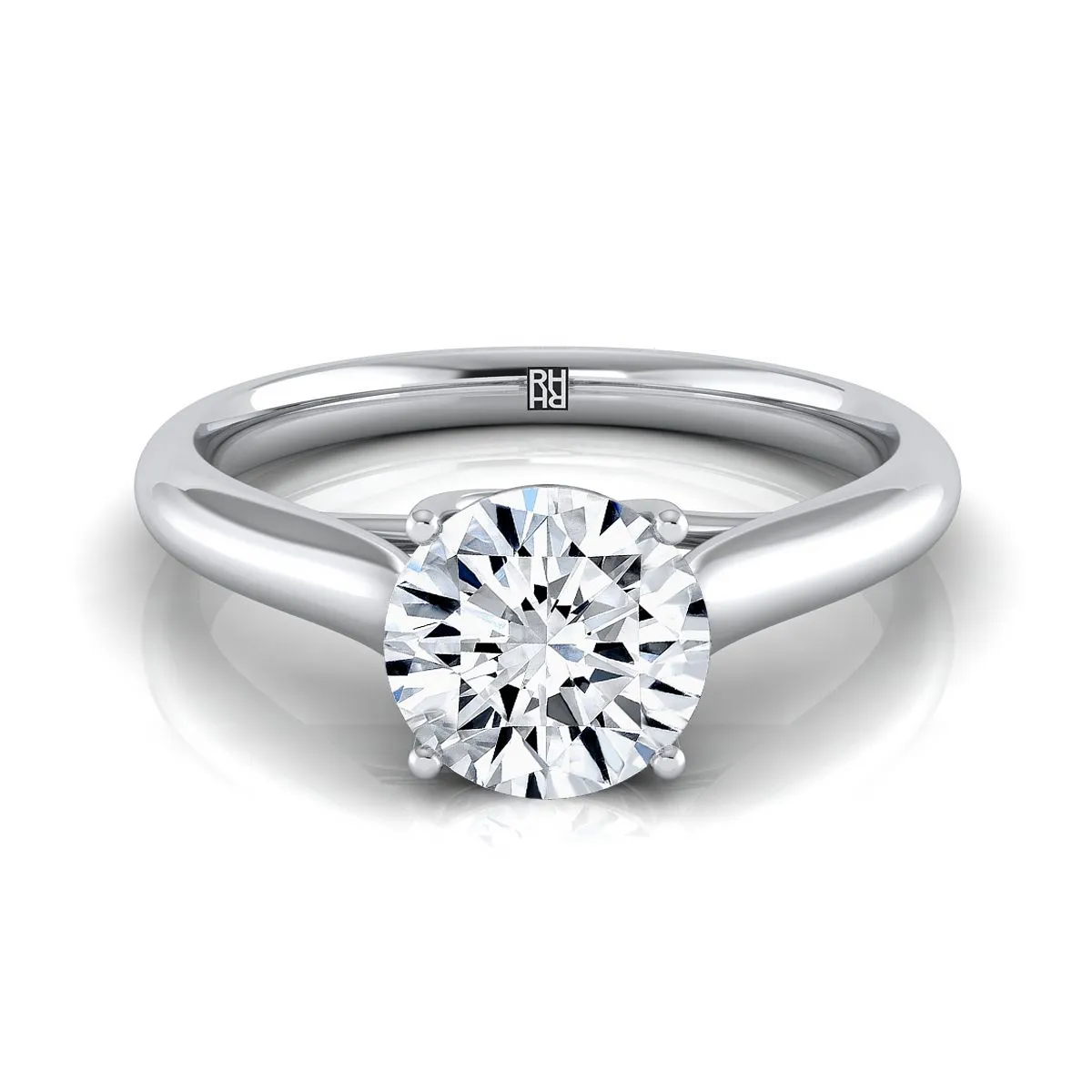 Platinum Round Brilliant Rounded Classic Comfort Fit Solitaire Ring