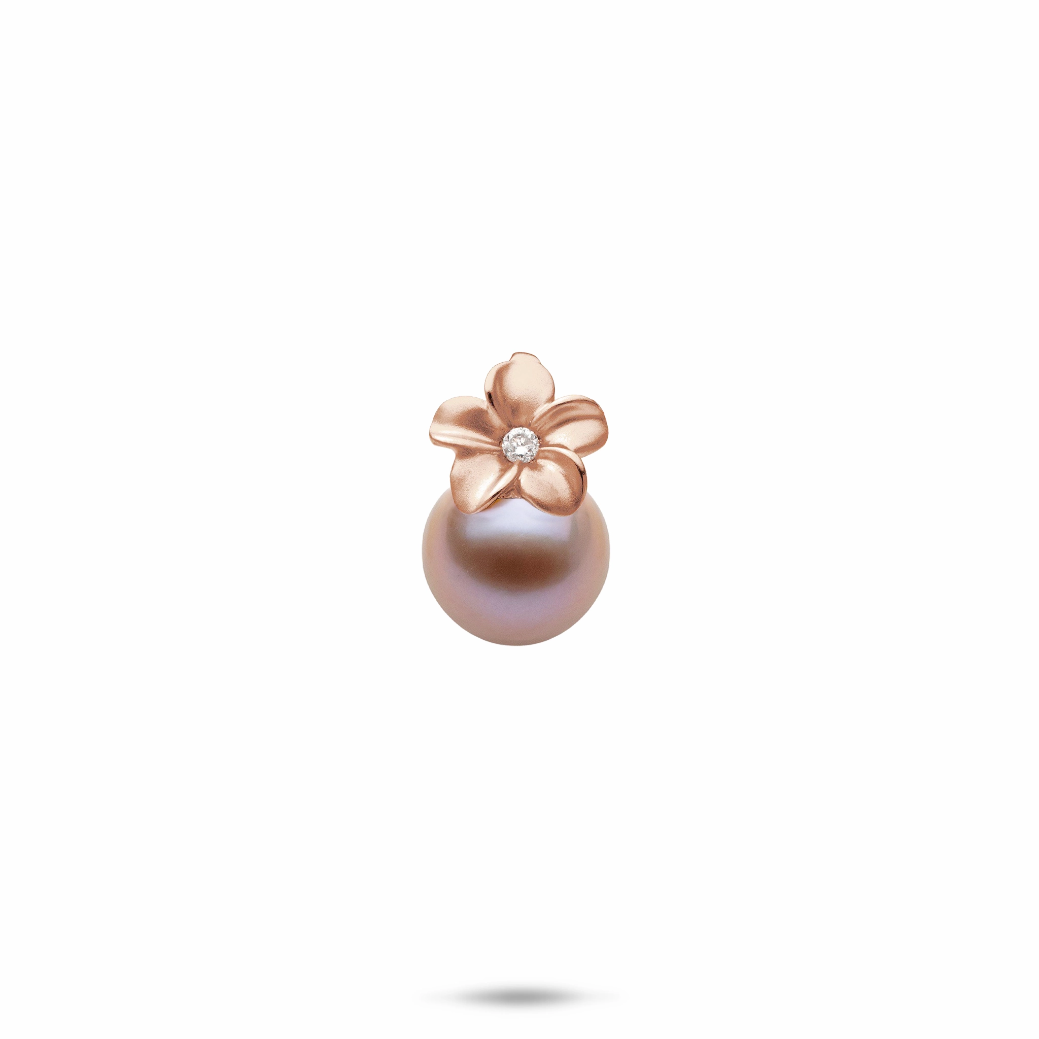 Alluring Touch Chic Gem Plumeria Lavender Freshwater Pearl Pendant in Rose Gold with Diamond - 9mm