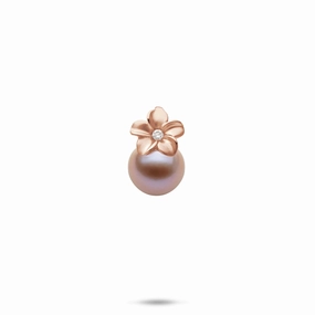 Alluring Touch Chic Gem Plumeria Lavender Freshwater Pearl Pendant in Rose Gold with Diamond - 9mm