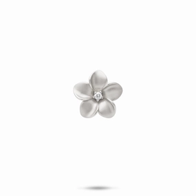 Plumeria Pendant in White Gold with Diamond - 13mm Distinctive pieces