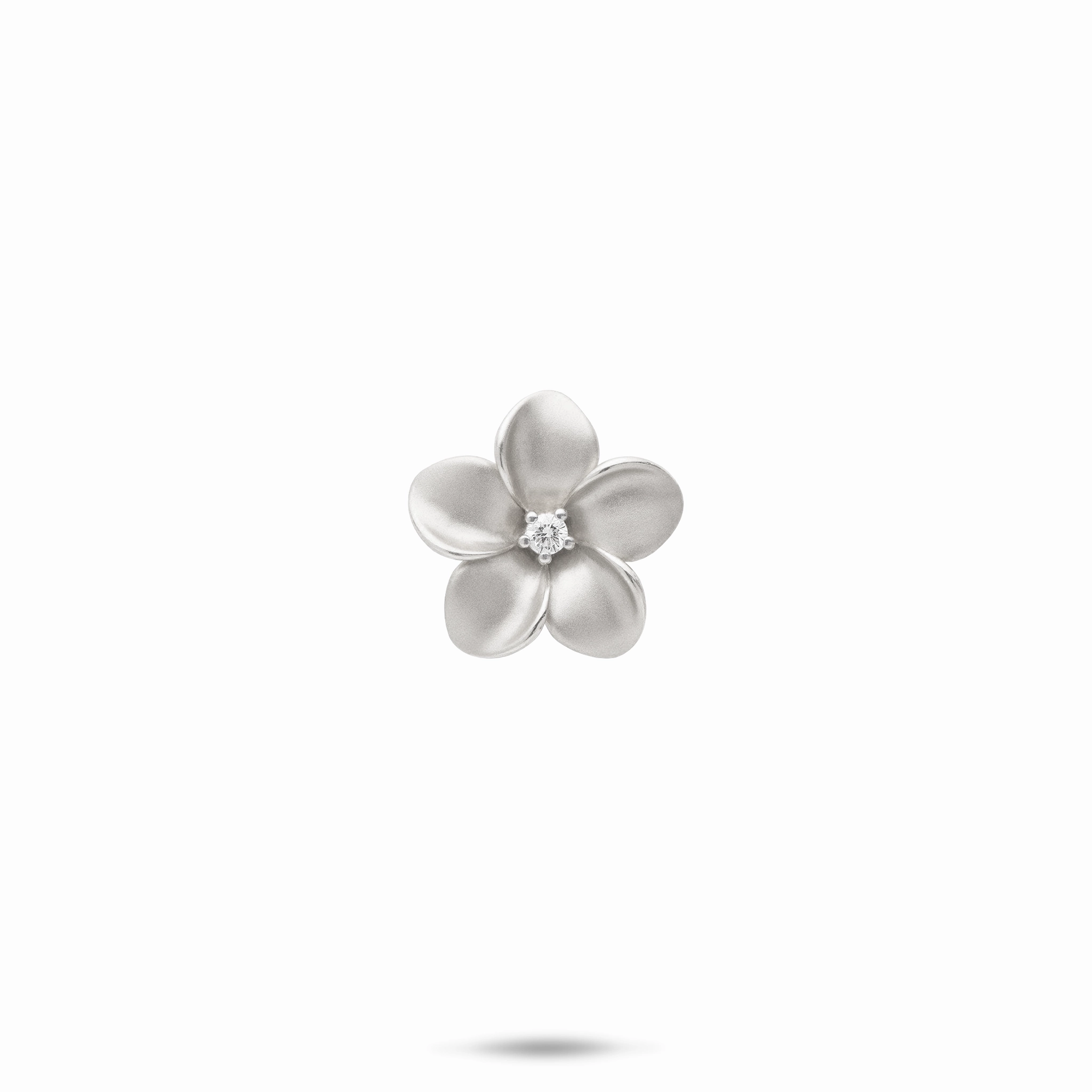 Plumeria Pendant in White Gold with Diamond - 13mm Distinctive pieces