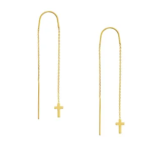 Polished Cross Threader Earrings