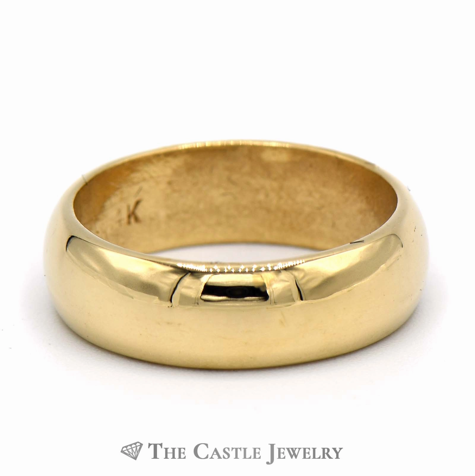 Sentimental Style Polished 6mm Wedding Band Wide Size 7 in 14K Yellow Gold