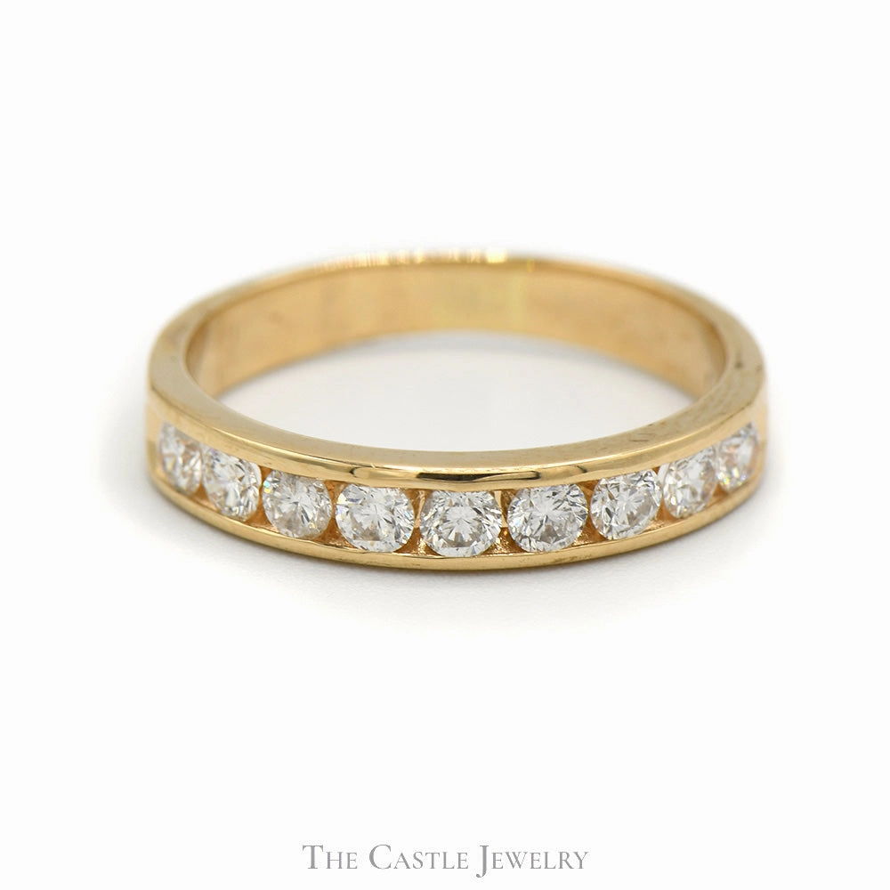 3/4cttw Channel Set 9 Round Diamond Band in 14k Yellow Gold - Size 8 Cost effective
