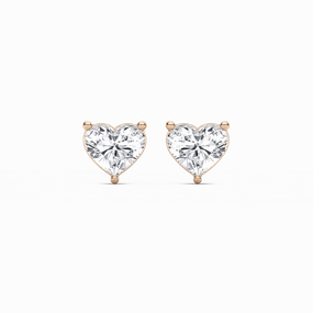 Heart Cut Lab Grown Diamond Three Prong Stud Earrings Evening Embellishment Timeless Accent