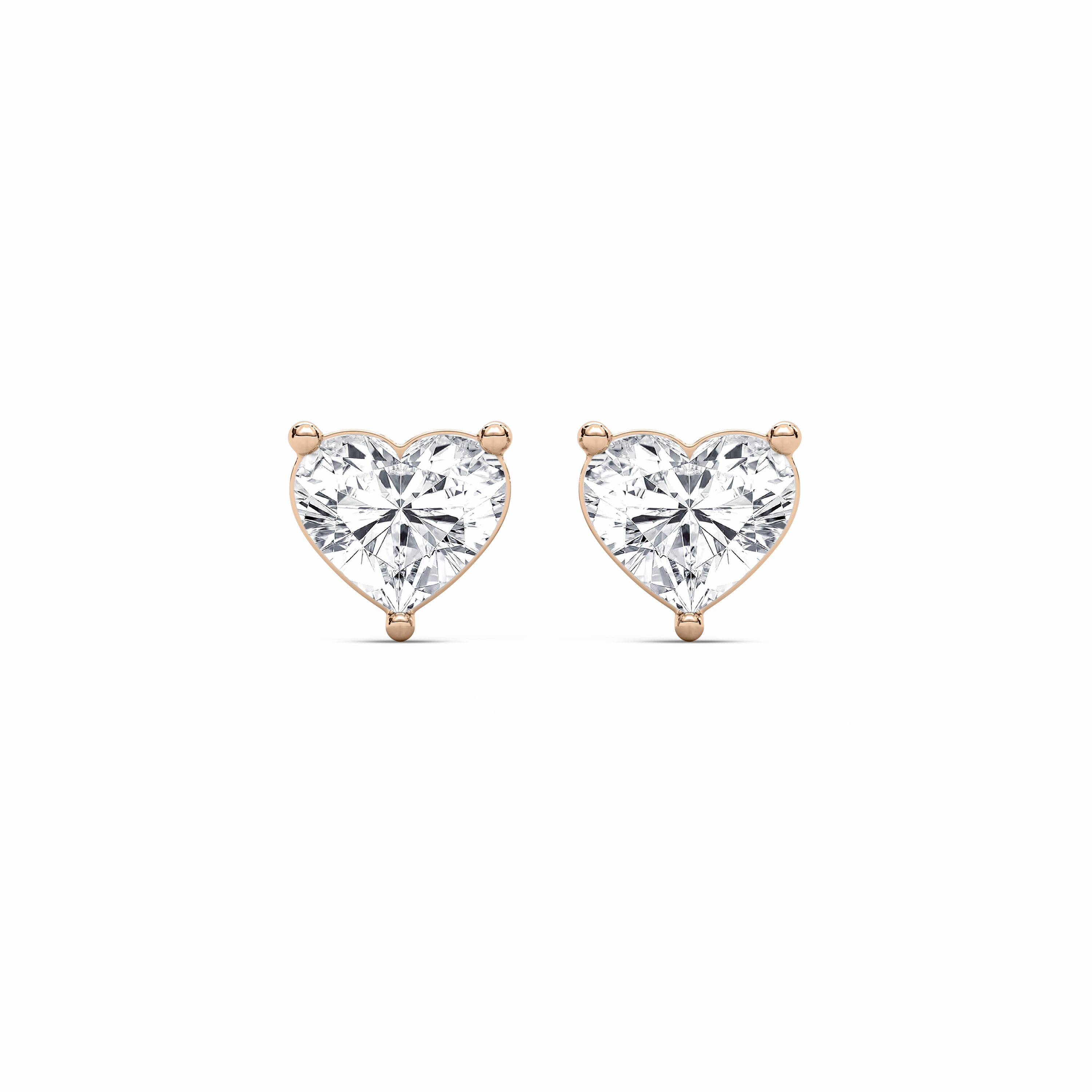 Delicate Selection Heart Cut Lab Grown Diamond Three Prong Stud Earrings