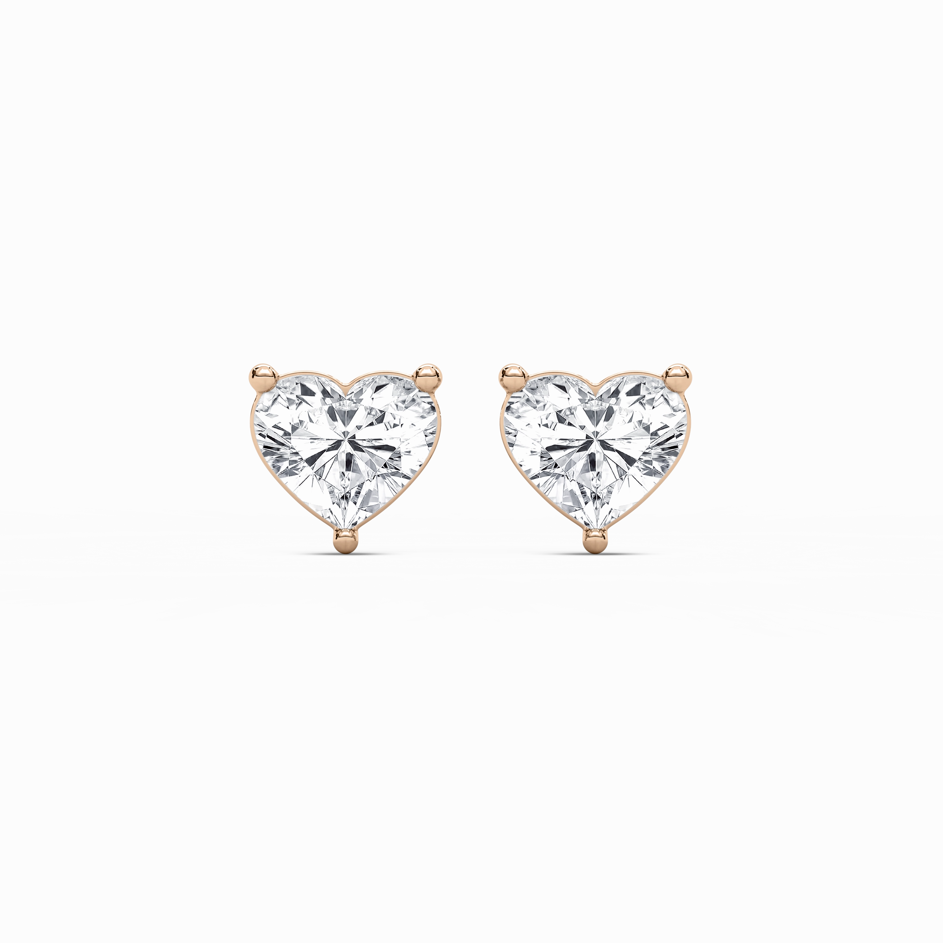 Heart Cut Lab Grown Diamond Three Prong Stud Earrings Opulent Embellishment