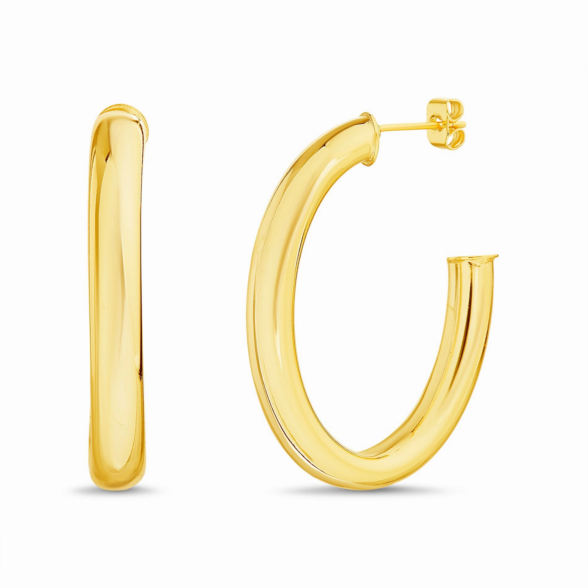 Polished Decor Exquisite Style Polished Round Open Hoop Earrings in Yellow Gold or Rhodium Plated Brass