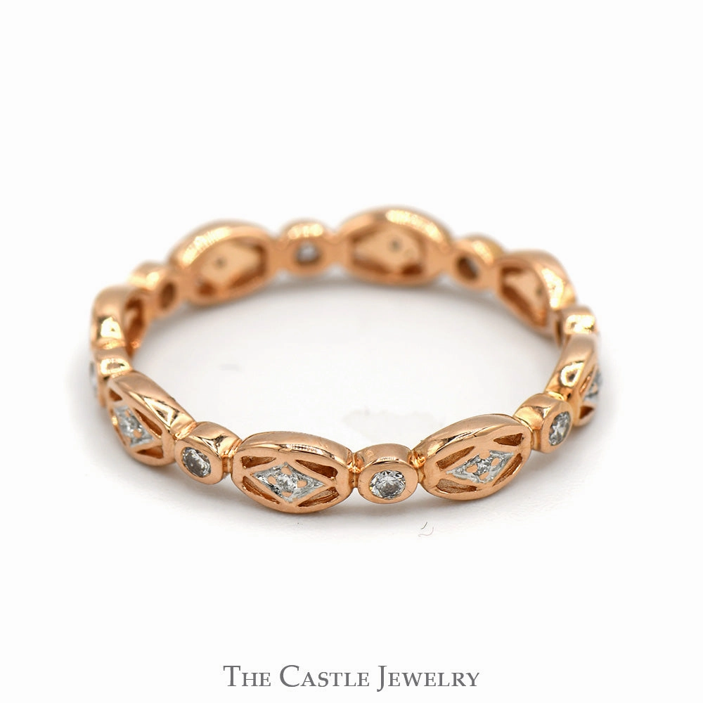 Timeless Contour Diamond Eternity Stackable Band in 14k Rose Gold