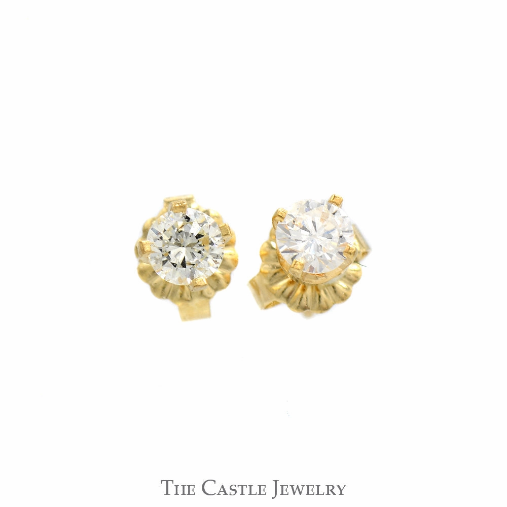 comfortable option 1/2cttw Round Diamond Stud Earrings in 14k Yellow Gold Butterfly Push Backs