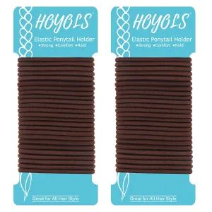 Ponytail Holders Hair Ties, No Metal Braided Hair Bands Elastic Thick Tie for Women Thick Fine Curly Hair 50 Count 4mm 1/8 Inch Brown (Sparkling Amber)