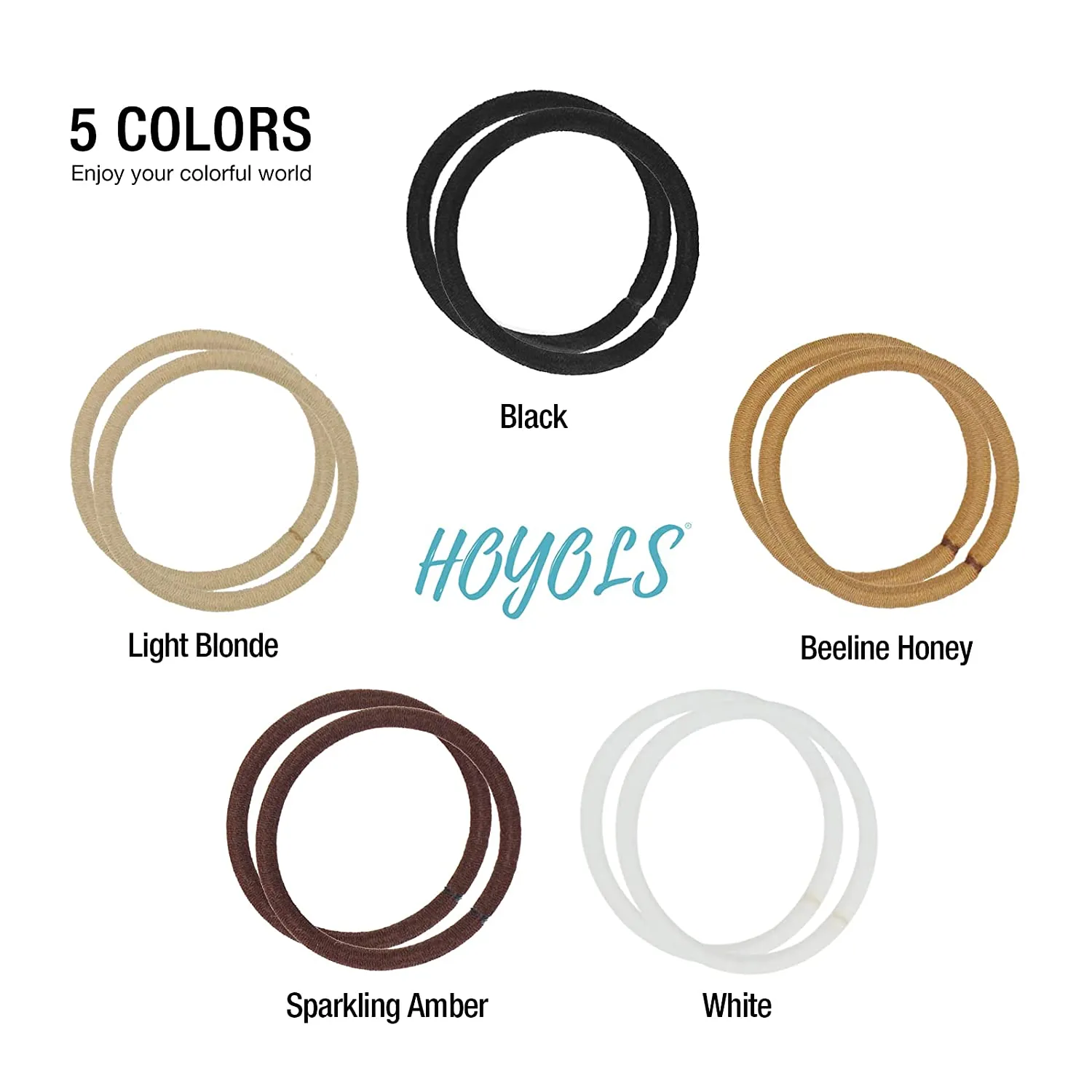Ponytail Holders Hair Ties, No Metal Braided Hair Bands Elastic Thick Tie for Women Thick Fine Curly Hair 50 Count 4mm 1/8 Inch Brown (Sparkling Amber)