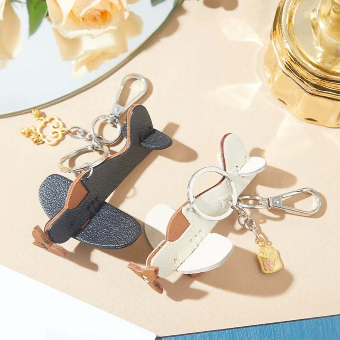 POPSEWING® Sheep Leather Airplane Keychain DIY Kits