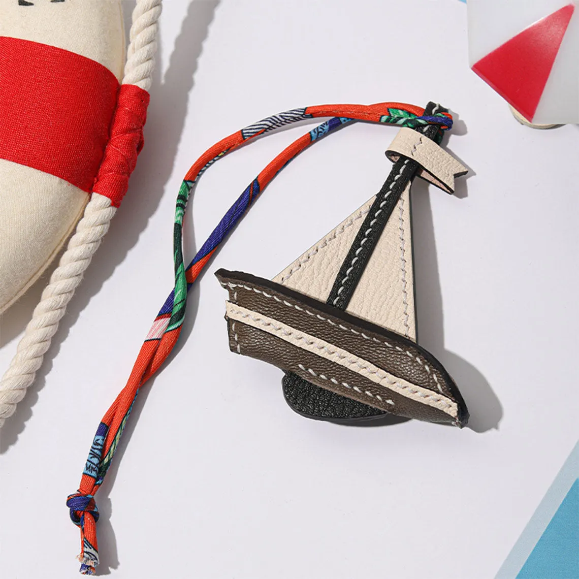 POPSEWING® Sheep Leather Sailboat Keychain Charm DIY Kits