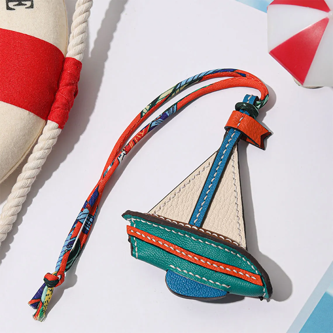 POPSEWING® Sheep Leather Sailboat Keychain Charm DIY Kits