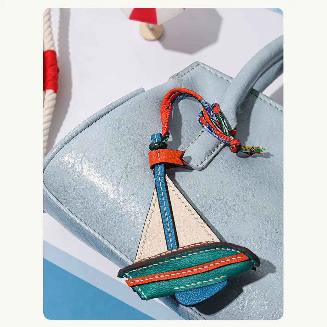 POPSEWING® Sheep Leather Sailboat Keychain Charm DIY Kits