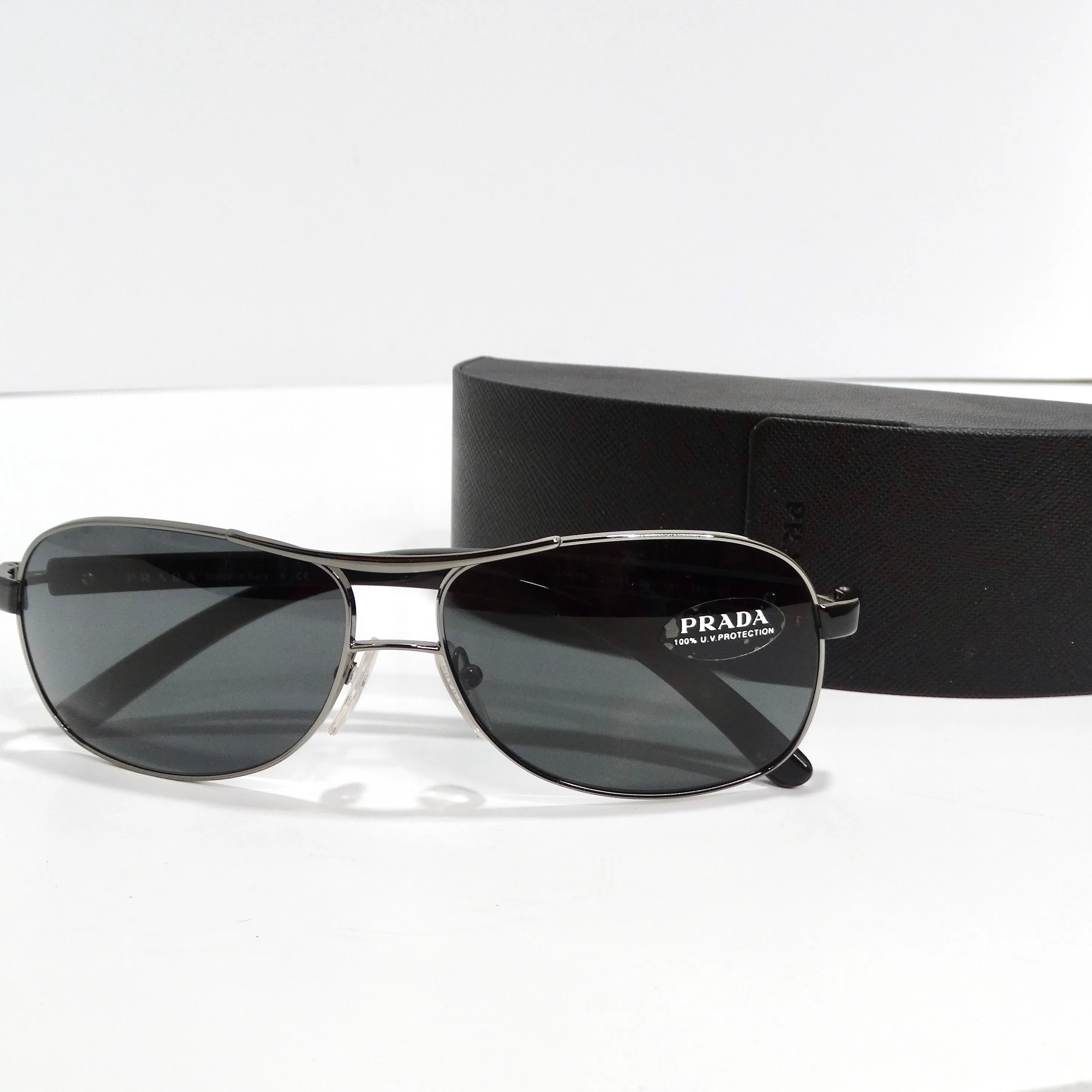 Prada 1990s Silver Tone Aviator Sunglasses