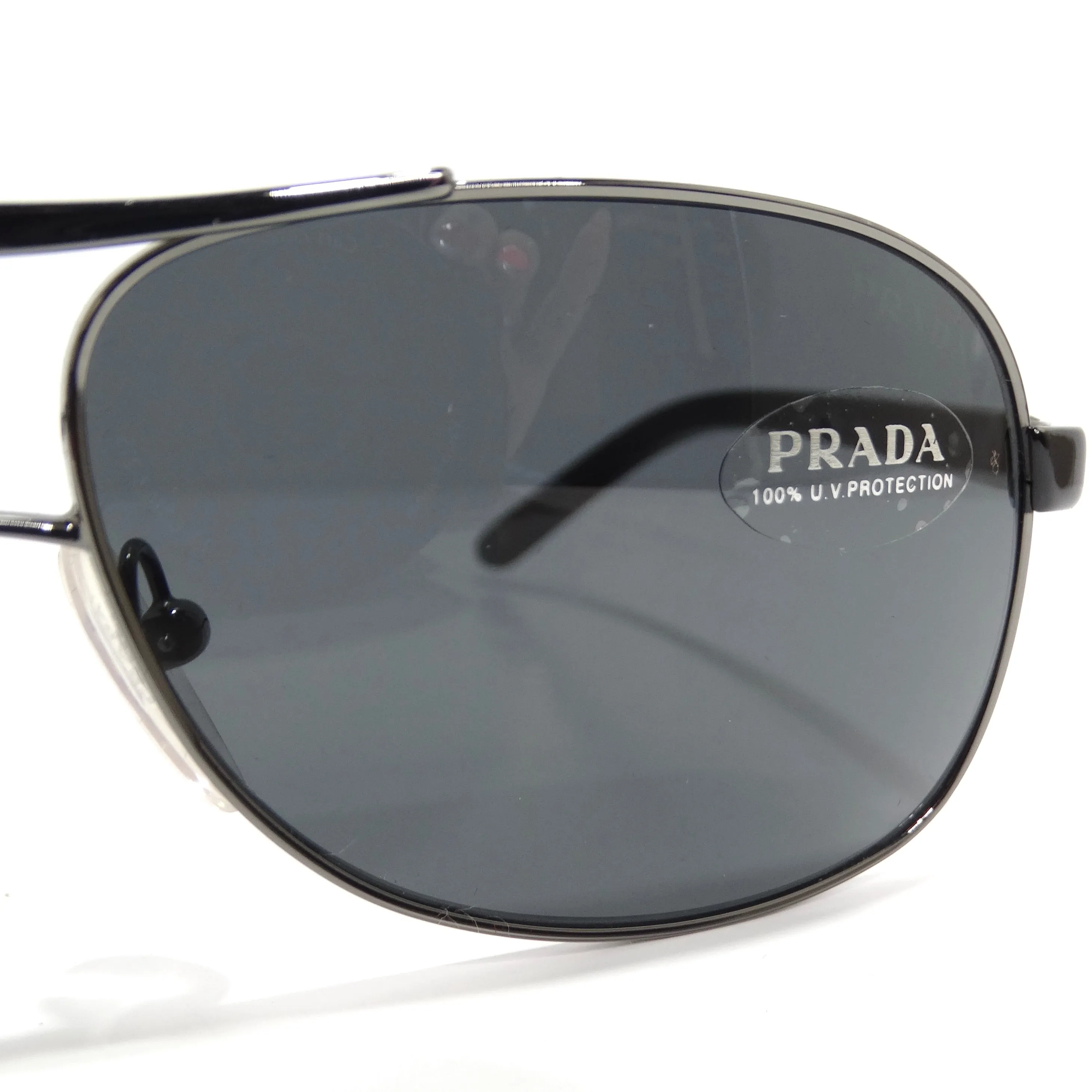 Prada 1990s Silver Tone Aviator Sunglasses