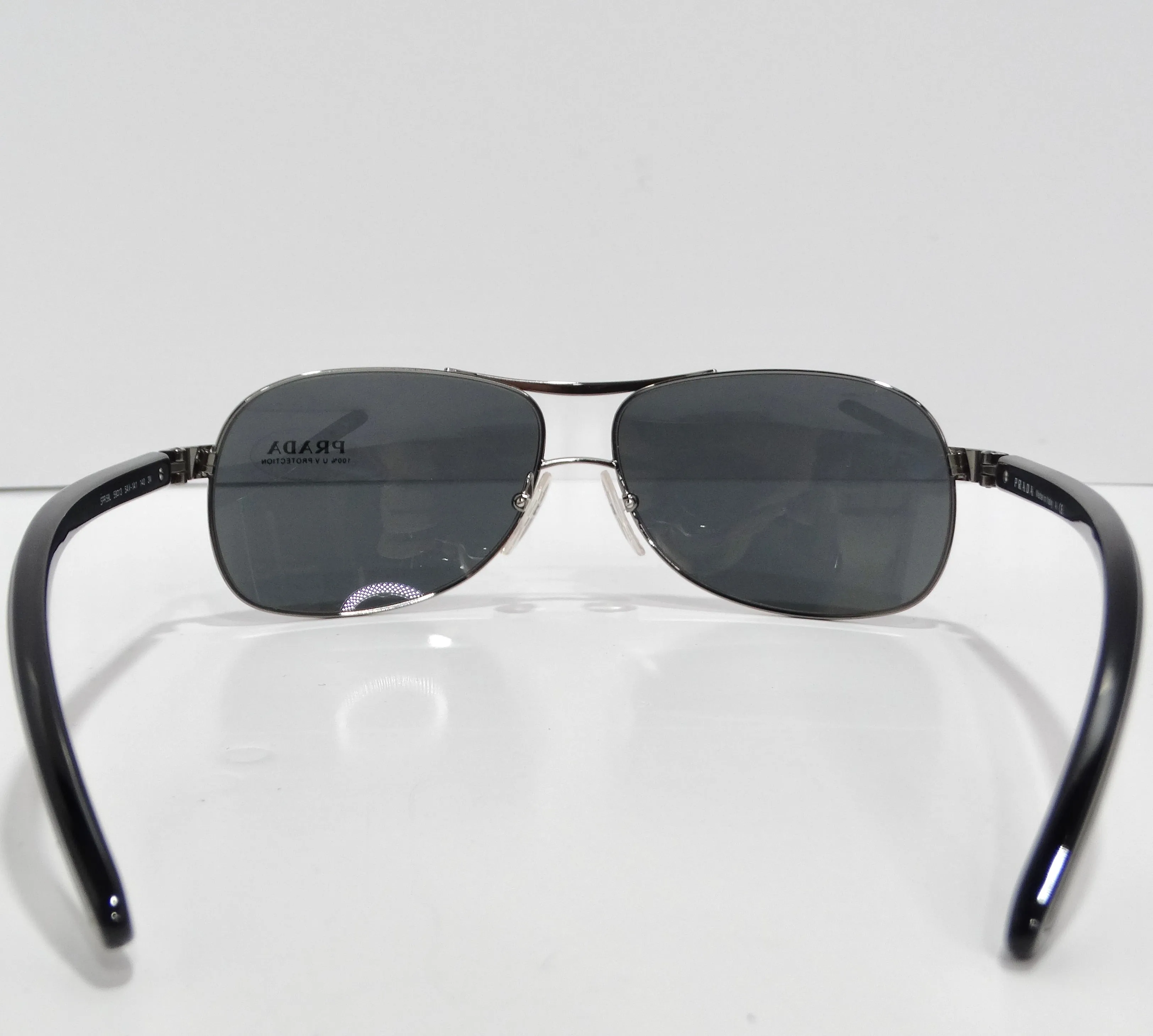 Prada 1990s Silver Tone Aviator Sunglasses