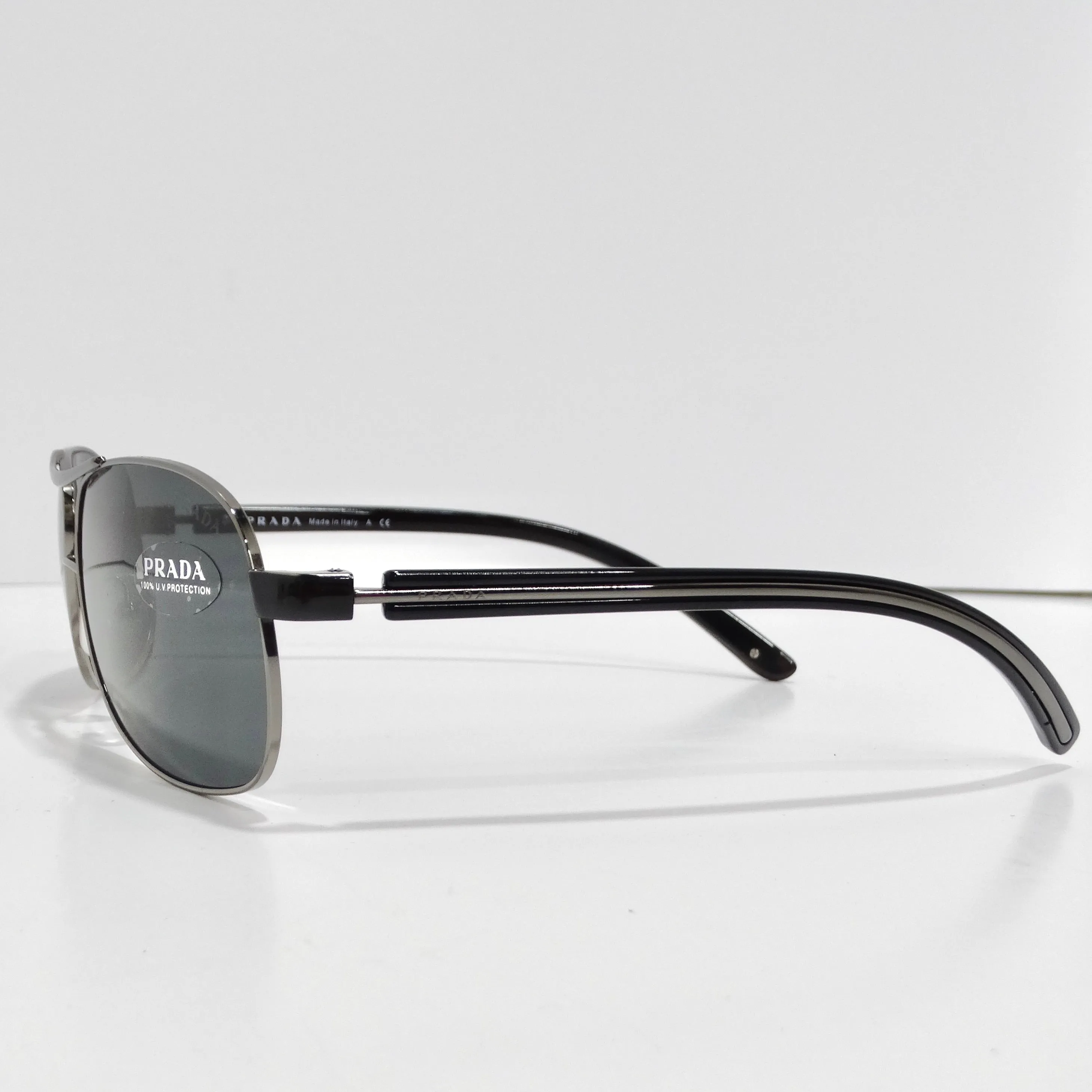 Prada 1990s Silver Tone Aviator Sunglasses