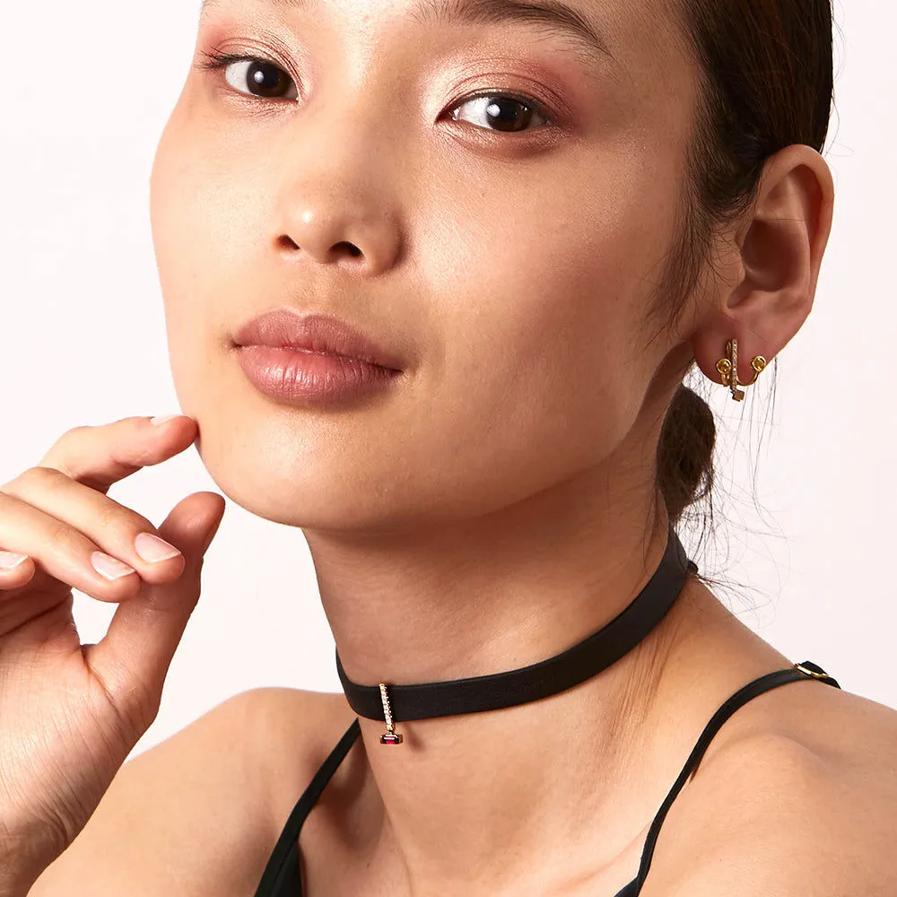 PREMIERE MWAH Diamond Choker 18K Gold Necklace w. Diamond & Ruby
