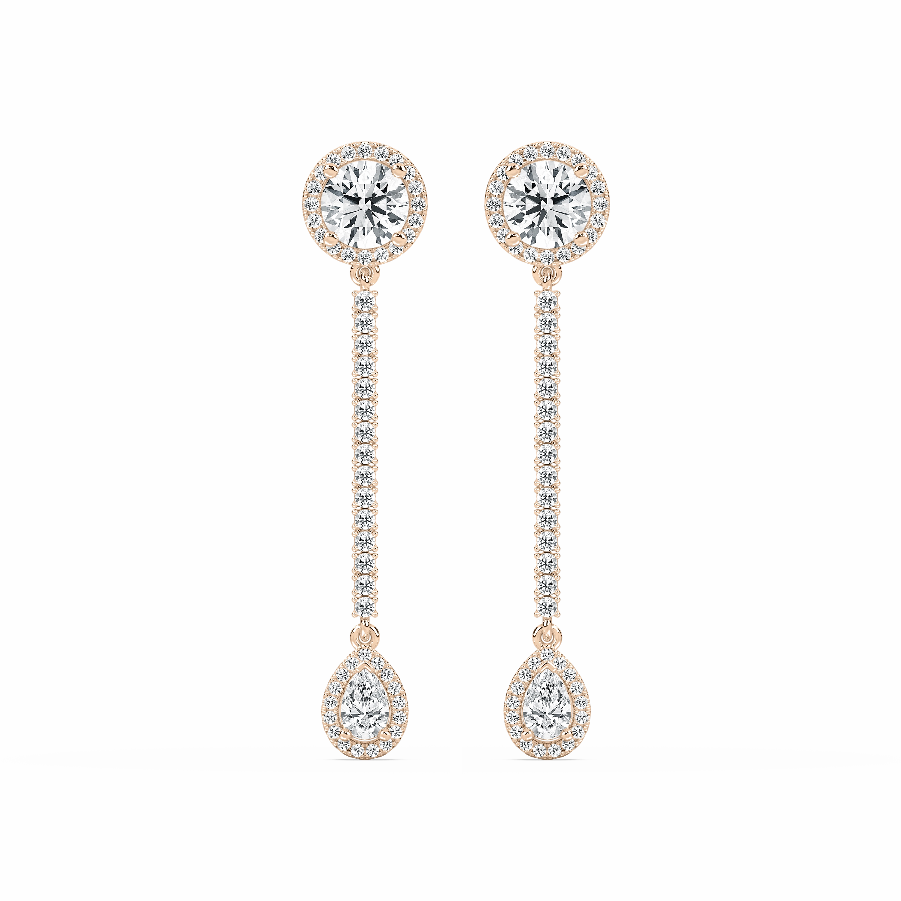 3 ? ctw Round and Pear Lab Grown Diamond Halo Drop Earrings Retro Piece Premium Vibe