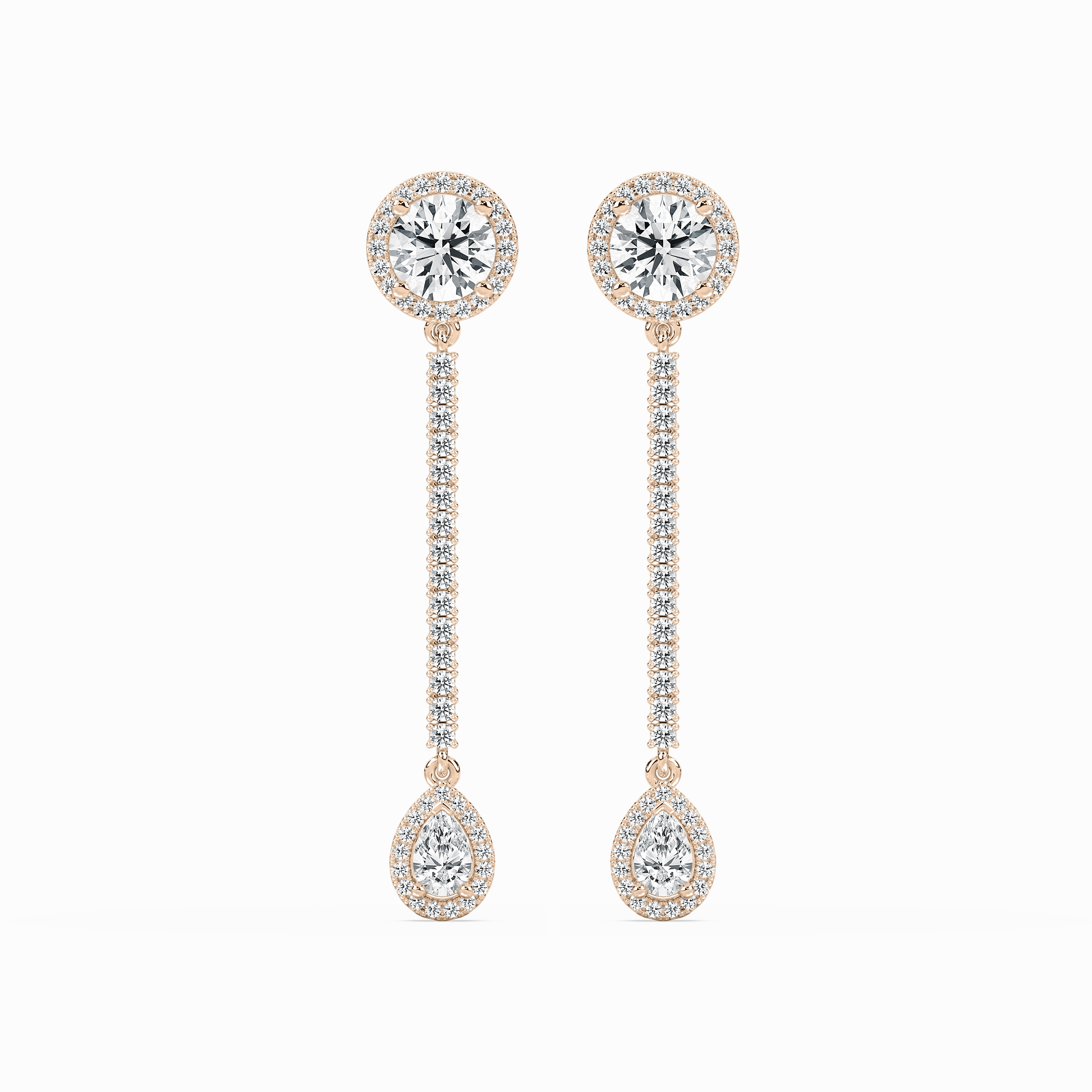 Graceful Finish 3 ? ctw Round and Pear Lab Grown Diamond Halo Drop Earrings