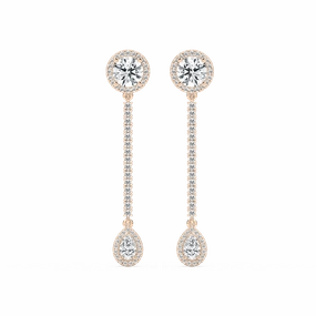 3 ? ctw Round and Pear Lab Grown Diamond Halo Drop Earrings Retro Piece Premium Vibe