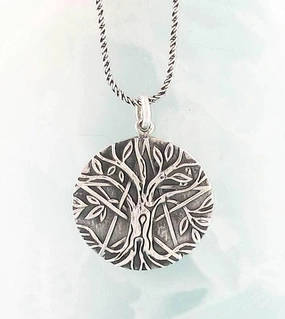 Minimal Touch Antiqued Tree of Life Pentacle Pendant