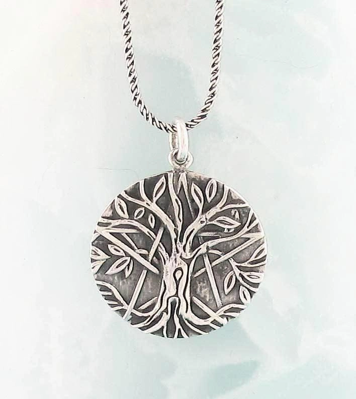 Minimal Touch Antiqued Tree of Life Pentacle Pendant