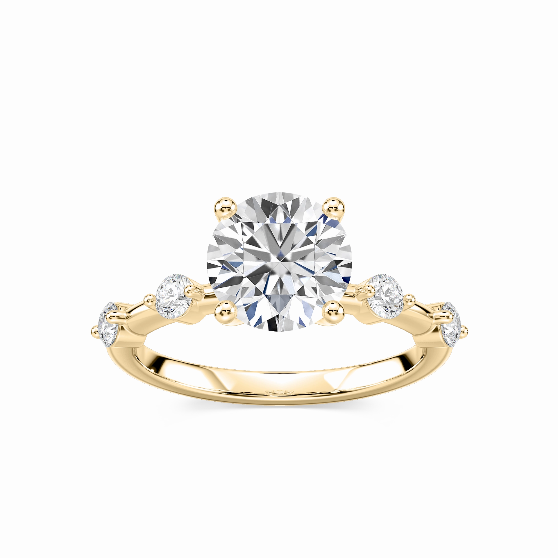 Leah Round Lab Grown Diamond SpacedSide Stone Engagement Ring Cherished Gift Sparkling Piece