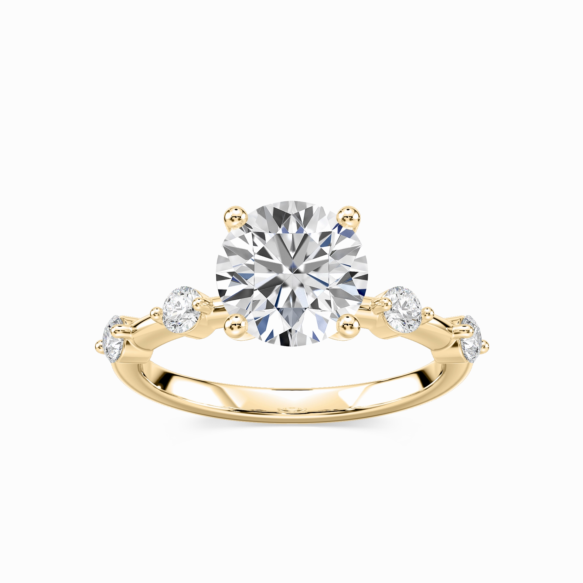 Leah Round Lab Grown Diamond SpacedSide Stone Engagement Ring Formal Occasion