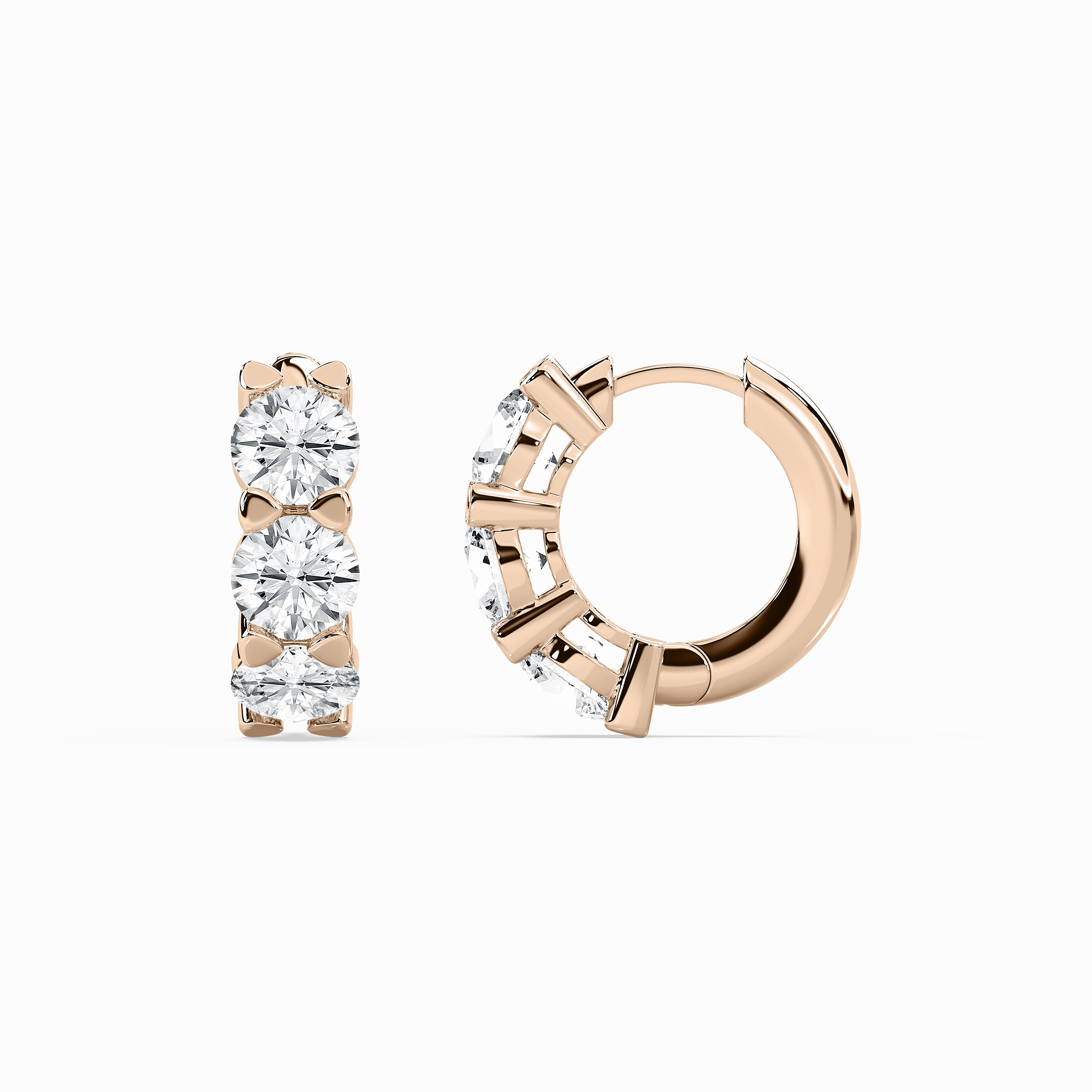 5 ctw Round Lab Grown Diamond Three Stone Huggie Hoop Earrings Creative Jewelry