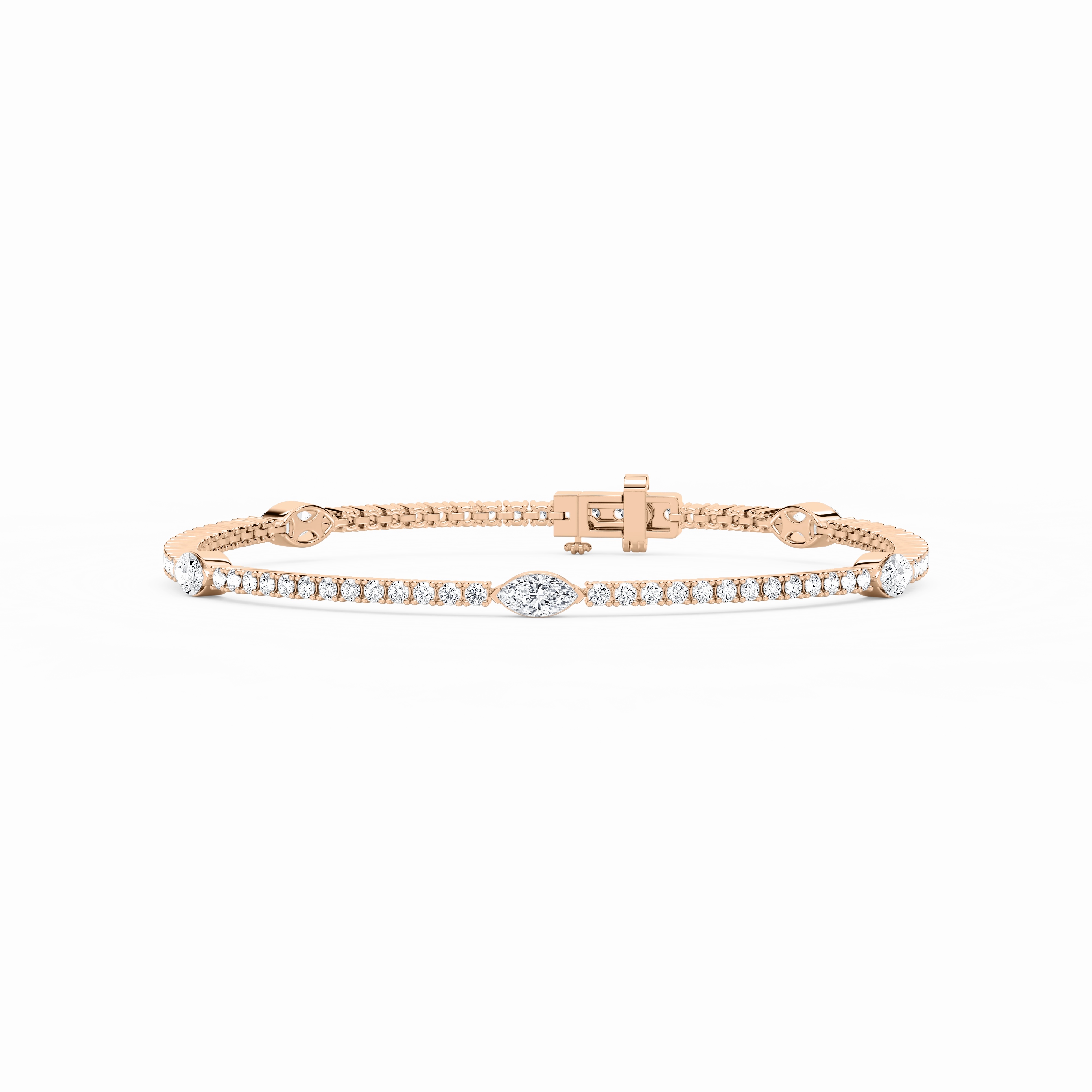 2 ? ctw Marquise Lab Grown Diamond Station Tennis Bracelet  - 7 Inches Minimalist Design Valuable Fusion