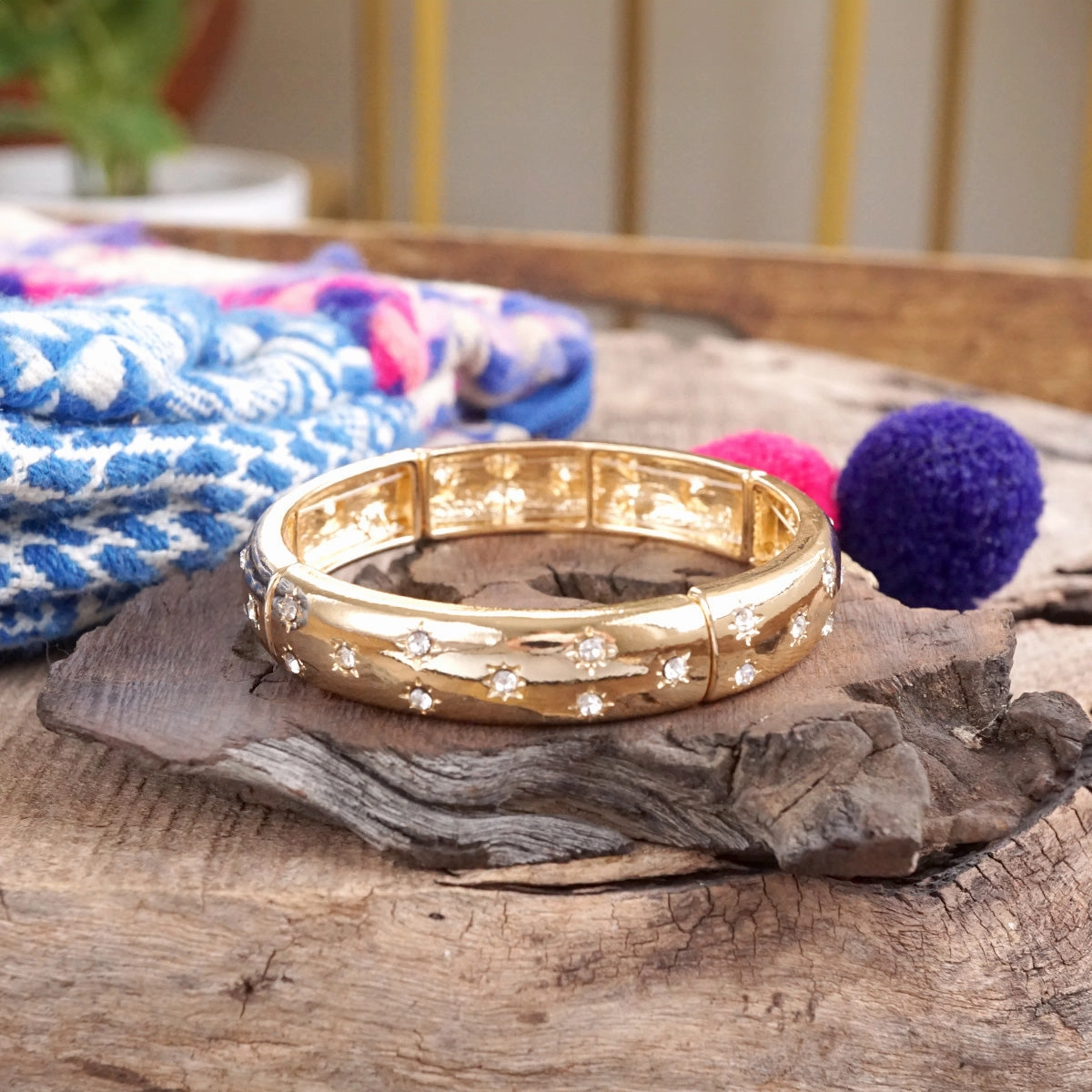 Gold-Tone Eternity Stretch Bangle ?C Pearls, Turquoise, or Crystals Sacred Amalgamations