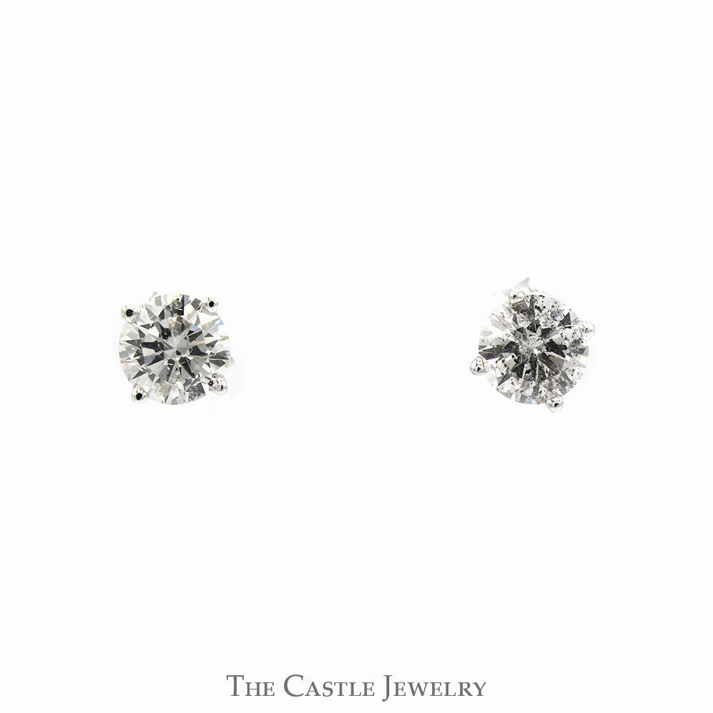 1cttw Round Brilliant Cut Diamond Stud Earrings in 10k White Gold Chic Vibe