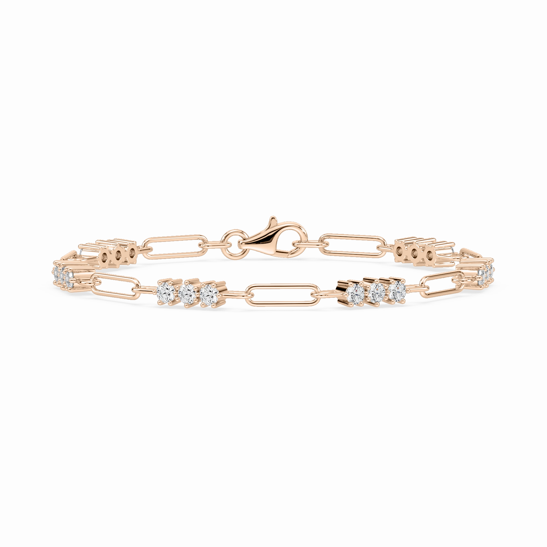 Creative Spark Good Feelings 1 1?? ctw Round Lab Grown Diamond Trio Paper Clip Bracelet  - 7 Inches