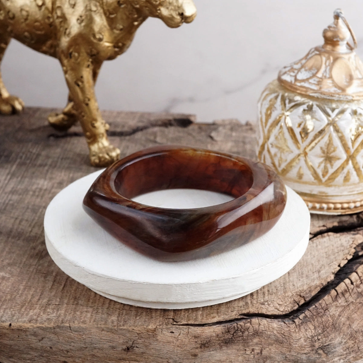 Remarkable Touch Earth Edge ?C Square Resin Chunky Statement Bangle