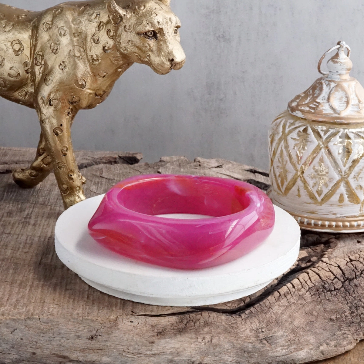 Earth Edge ?C Square Resin Chunky Statement Bangle Cream Of The Crop Vintage Vibes