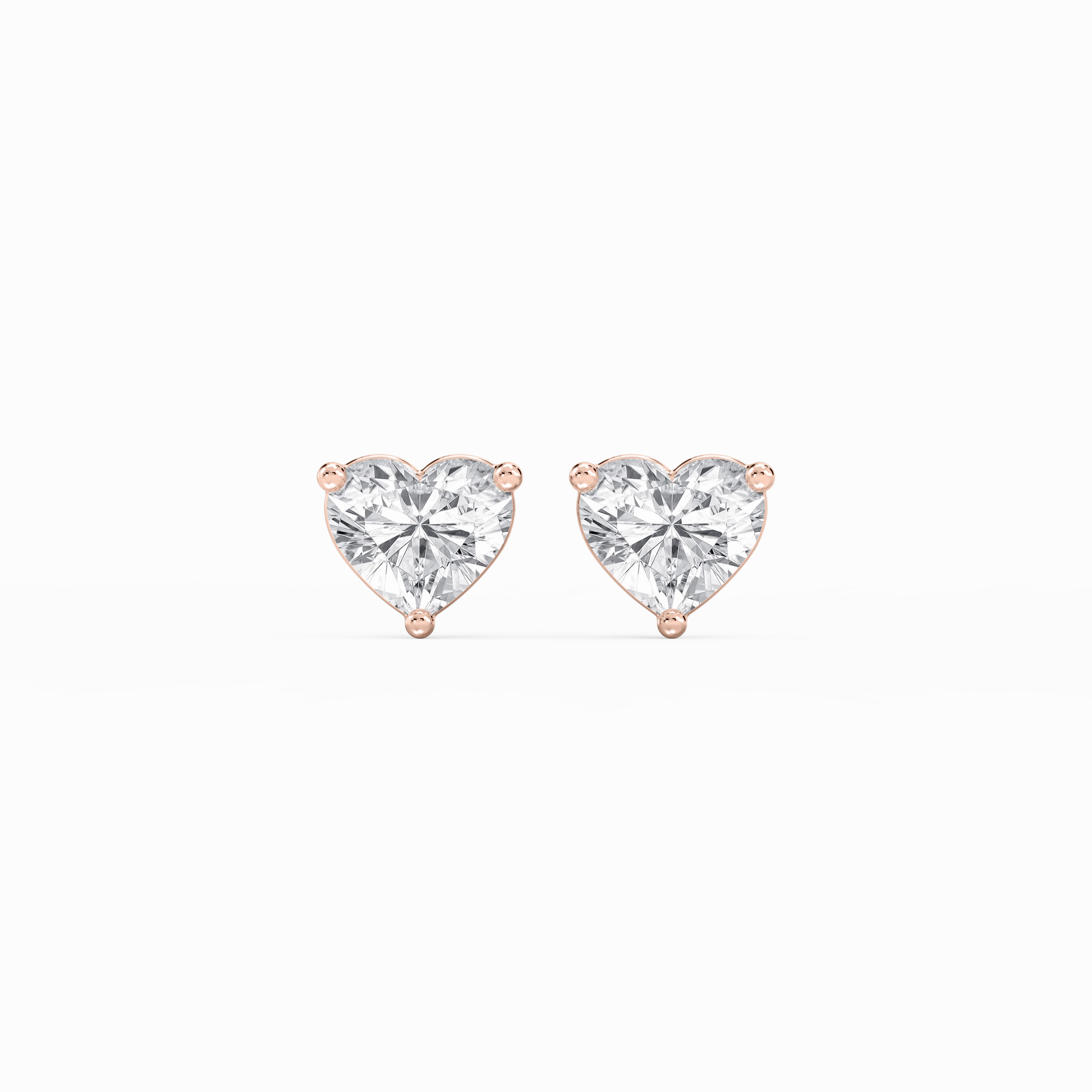 Heart Lab Grown Diamond Classic Three Prong Basket Threaded Stud Earrings Radiant Design Secure Option
