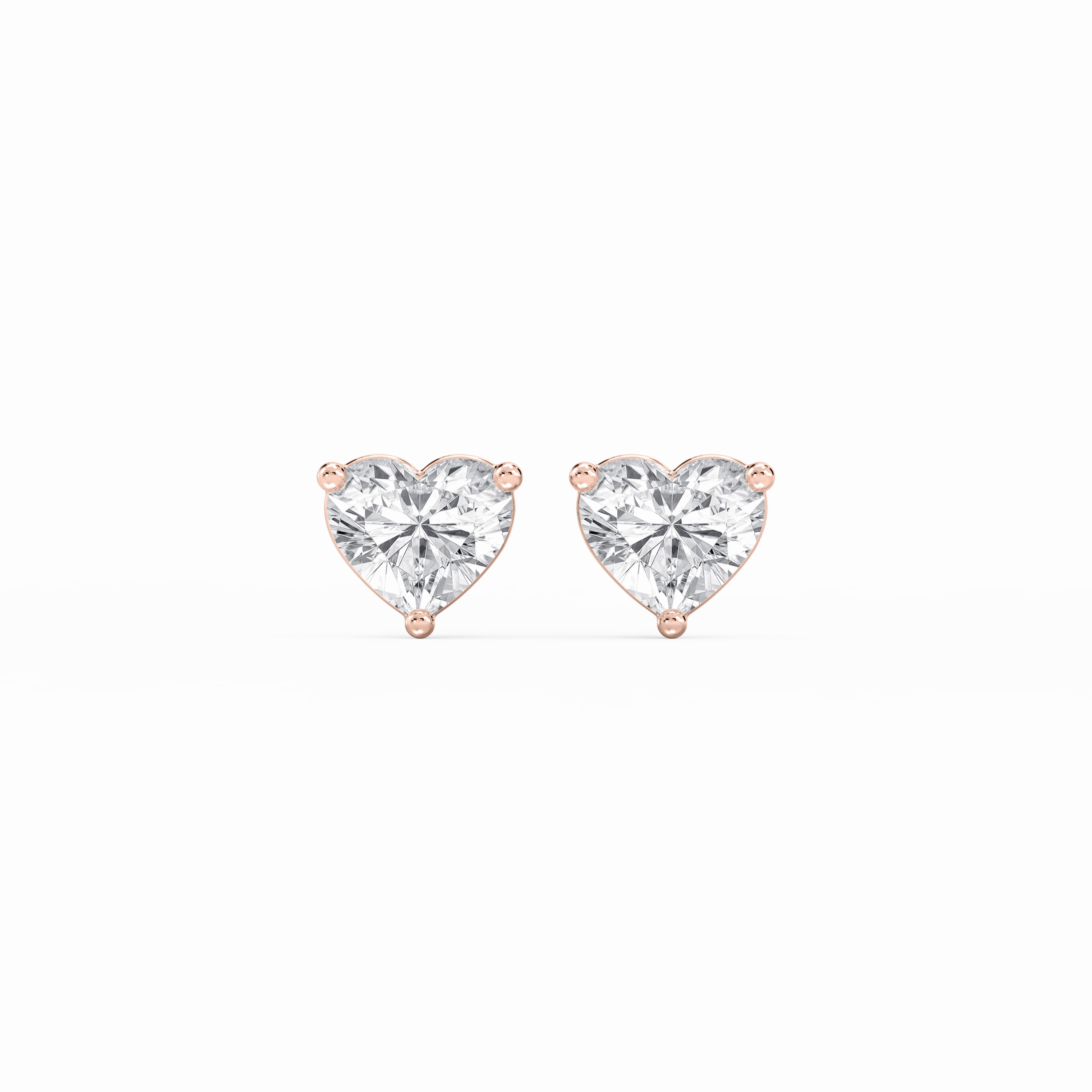 Fashionable Design Chic Embellishment Heart Lab Grown Diamond Classic Three Prong Basket Threaded Stud Earrings