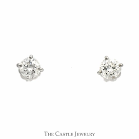 .66cttw Round Diamond Stud Earrings in 14k White Gold Screw Back Settings Beautiful Look Shiny Element