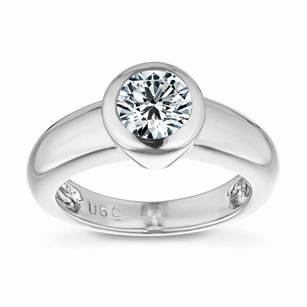 Primrose Round Lab Grown Diamond Bezel Solitaire Engagement Ring Office Accessory