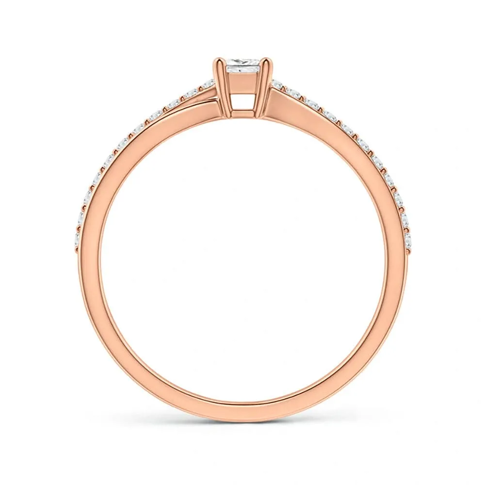 Princess-Cut Lab Grown Diamond Split Shank Promise Ring