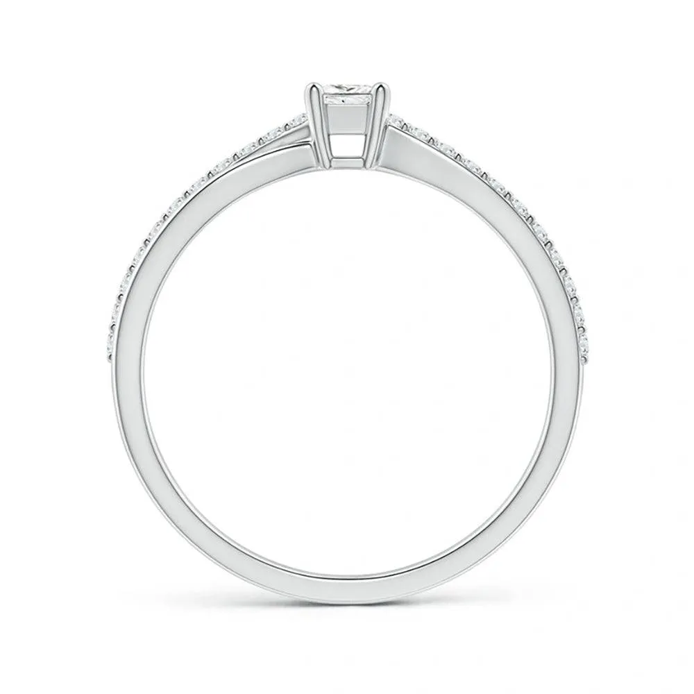 Princess-Cut Lab Grown Diamond Split Shank Promise Ring