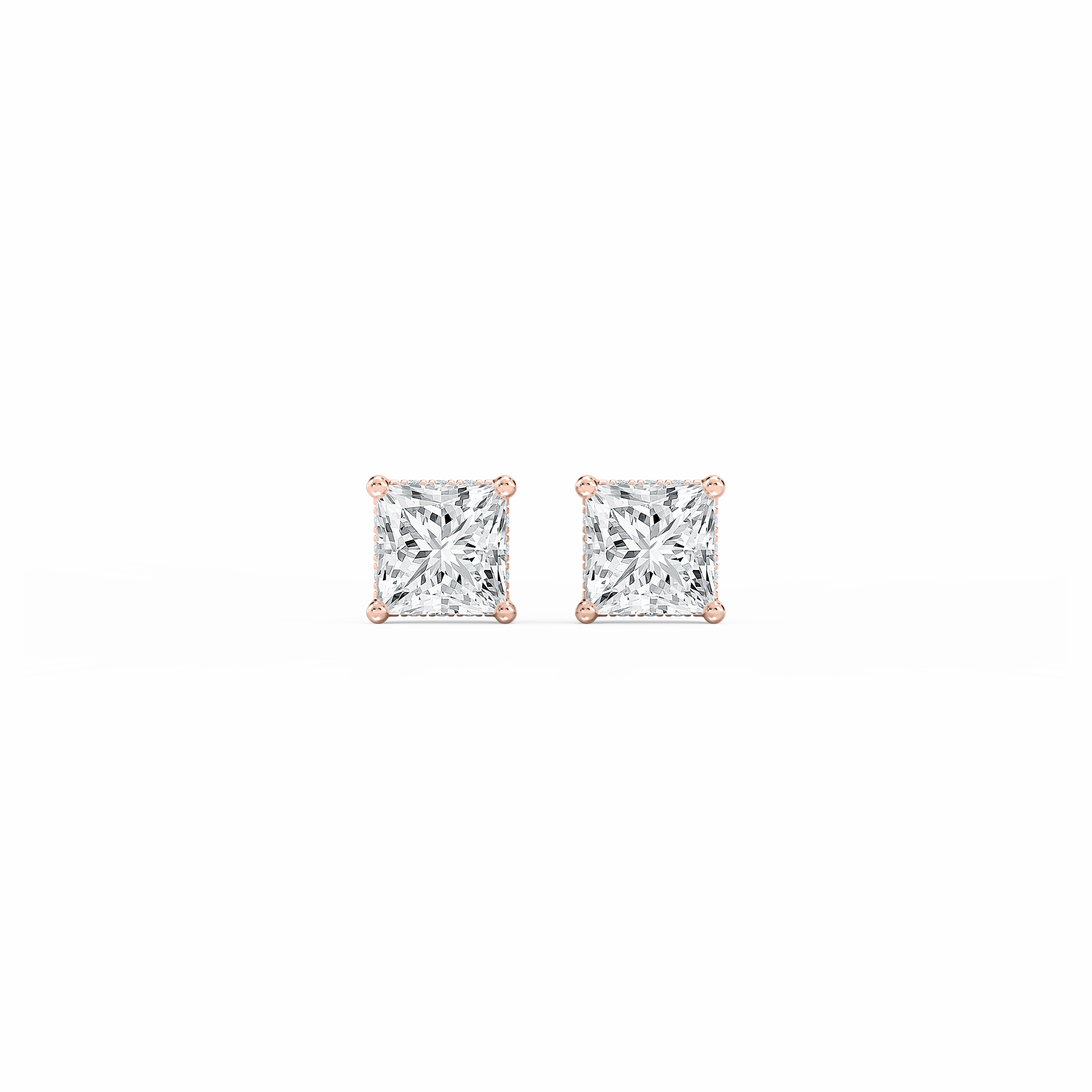 Luxurious Decor Trendy Must-Have Princess Lab Grown Diamond Hidden Halo Stud Earrings