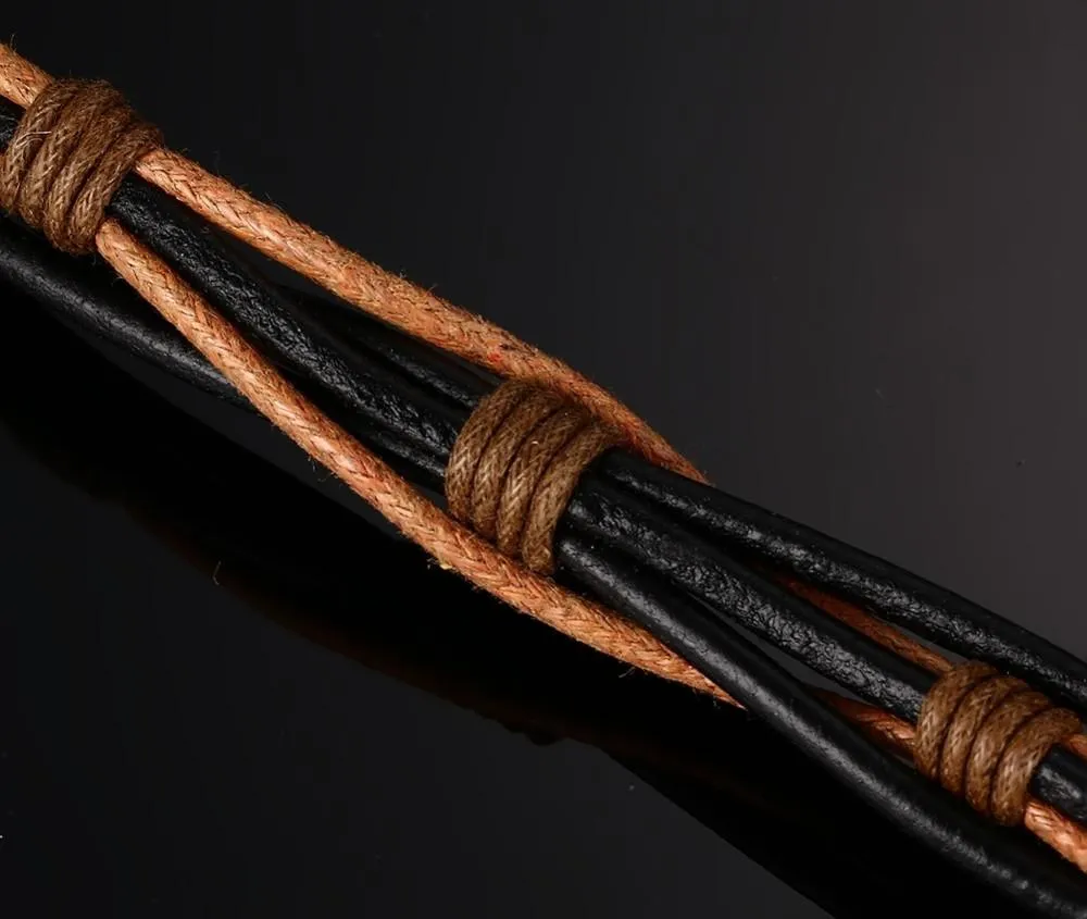 Pristine Intellect Braided Genuine Leather Bracelet