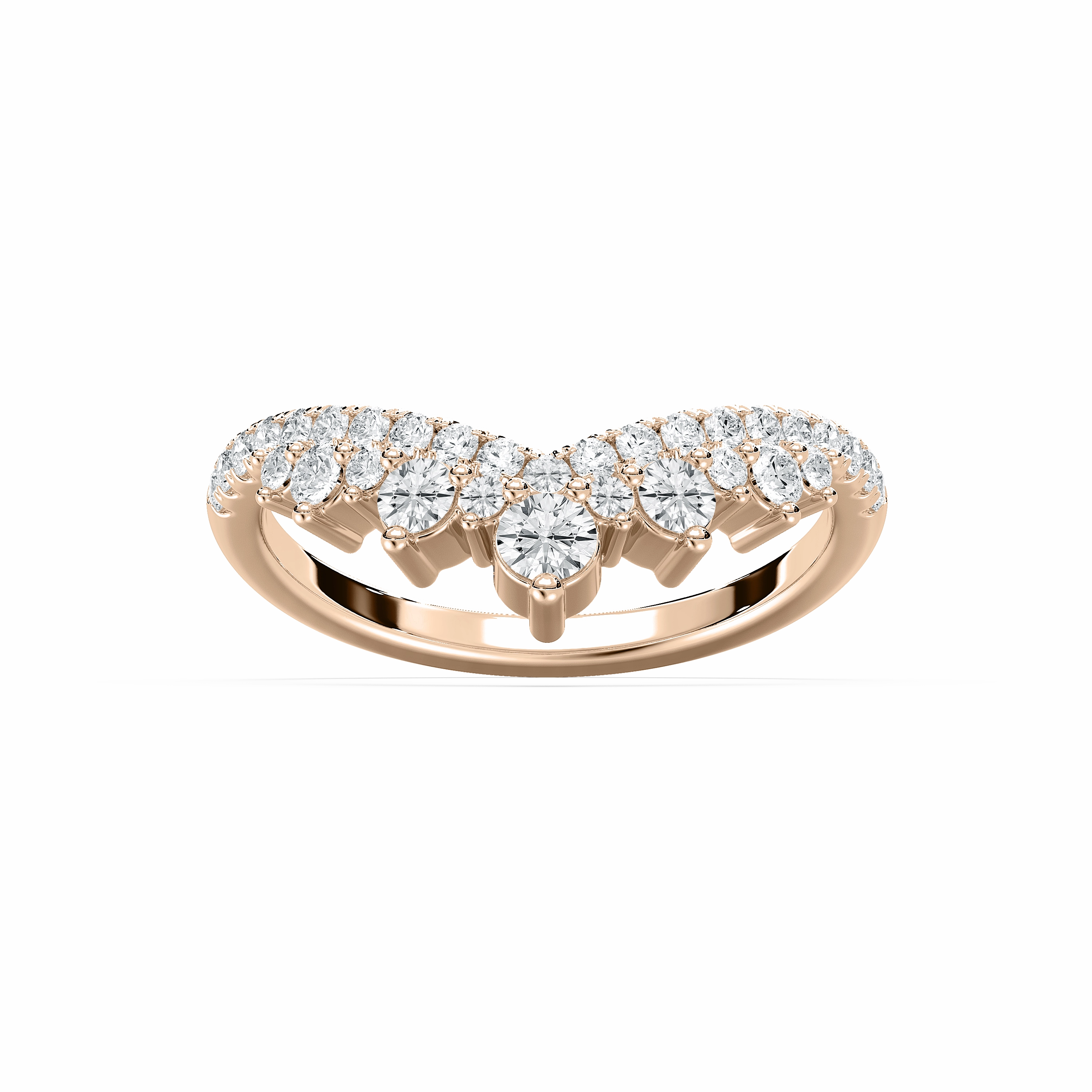 Lena 5/8 ctw Round Lab Grown Diamond Chevron Curved Band Wedding Gift Affordable Creation