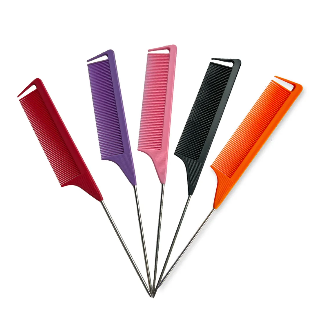 Professional Pin Tail Parting comb - Braids Rat Tail Hair Comb - Roze
